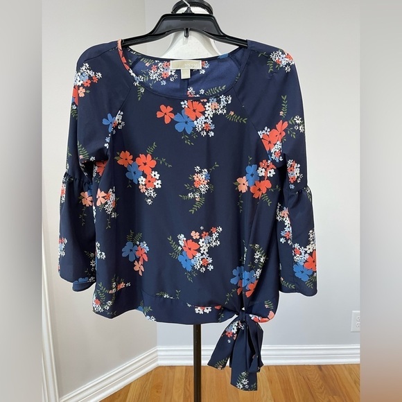 Michael Michael Kors size small shirt with tie on side floral navy - Picture 1 of 10